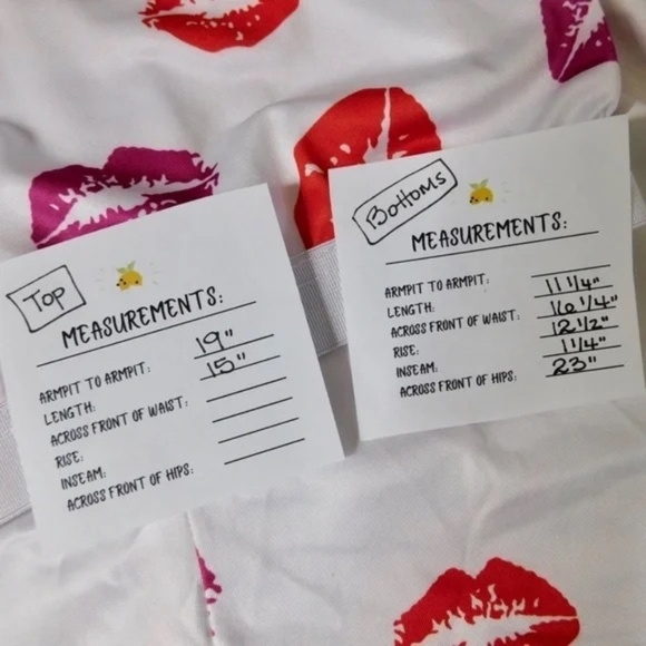 NEW!! HOT LIPS Lipstick Kiss Cropped Loungewear Two Piece Set Top Shorts XXL 2XL - Picture 9 of 9